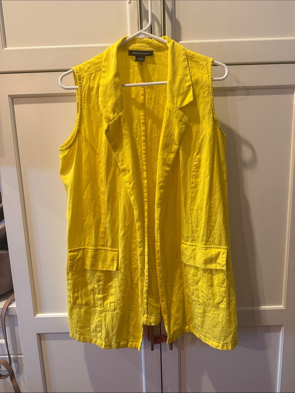 Ashley Stewart Bright Yellow Linen-Cotton vest 14